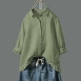 thumbnail image 3 of cocolona Womens Summer Tops Lapel Ruffle 3/4 Sleeve Button Shirts Dressy Casual Solid Color Blouses, 3 of 4