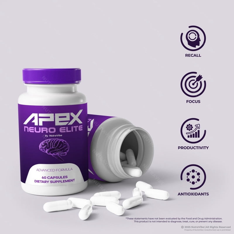 (3 Pack) Apex Neuro Elite Pills – Daily Formula with a Natural Blend to Help Maintain Focus, Memory & Concentration | Clean, Gentle, Easy-to-Swallow Capsules for Everyday Sharpness (180 Capsules)