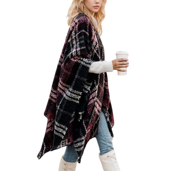 Capa tipo poncho de viaje OWIF de Shawl Wraps para mujer, color rojo vino
