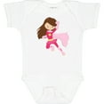 thumbnail image 3 of Inktastic Superhero Girl, Cute Girl, Brown Hair, Pink Cape Girls Baby Bodysuit, 3 of 5