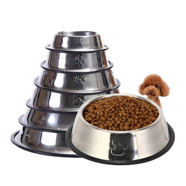 Brand Clearance! Pet Durable and Non-toxic Senior Bowl,Stainless Steel Dog  Bowl with Rubber Base for Small/Medium/Large Dogs,Pet Dog Pets Feeder Bowl
