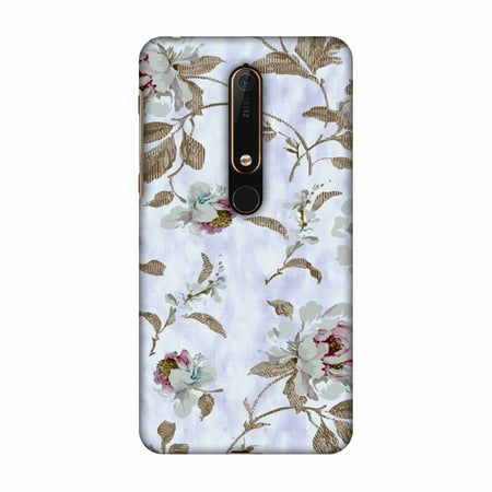 - New Nokia 6 2018 Case - Textured roses- Lavender and pearl white, Hard Plastic Back Cover, Slim Profile Cute Printed Designer Snap on Case with Screen Cleaning Kit