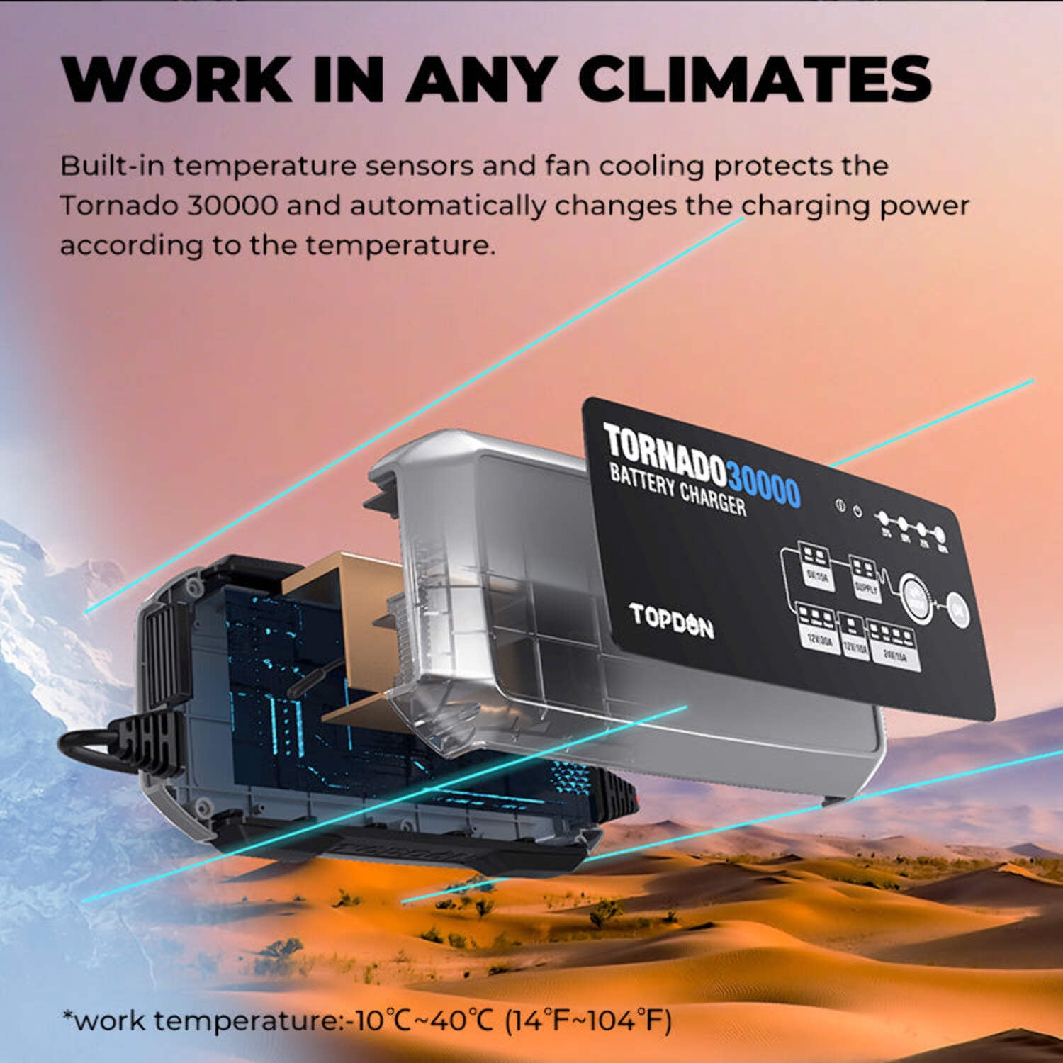 TOPDON Tornado30000 - 30A Smart Charger and Power Supply 12V/24V, Lithium