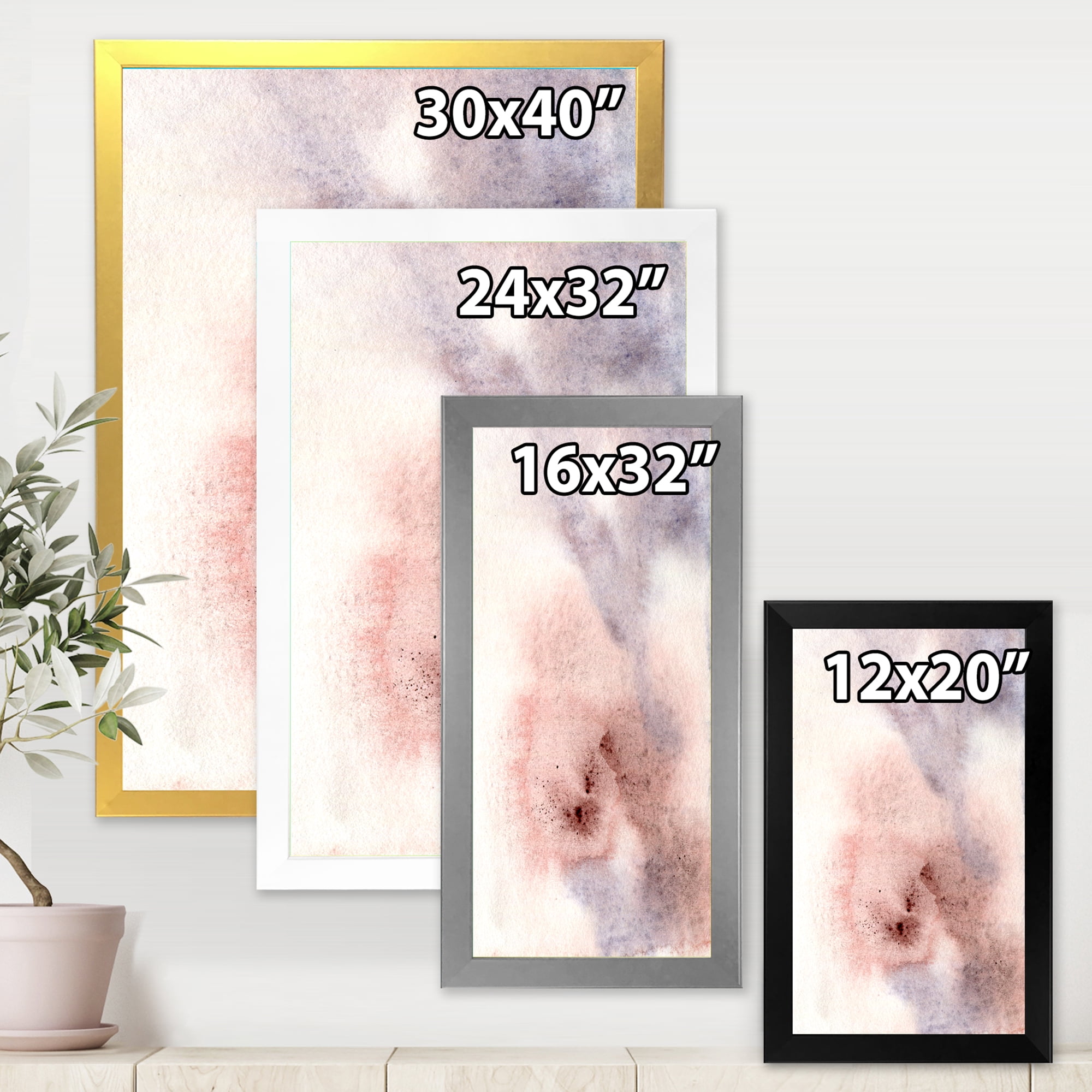 Designart 'Pastel Abstract With Pink Blue Beige and Red Spots' Modern Framed Art Print