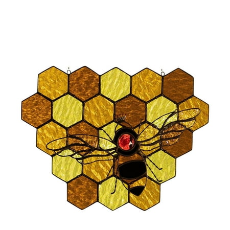 

Buodes Birthday Decorations for Girls Queen Bee Stained Beehive Stained Plexiglass Honeycomb Ornament Bee Pendant