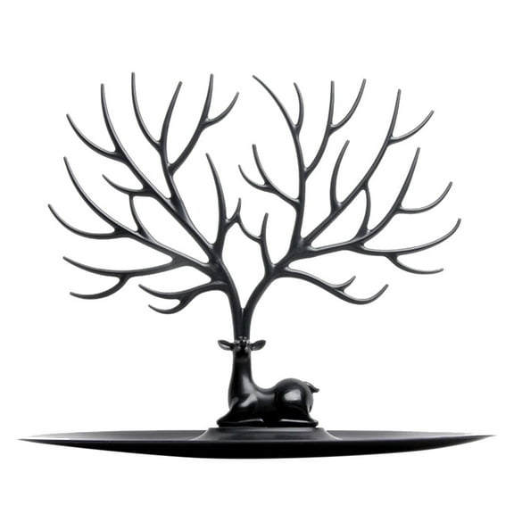 XMMSWDLA Antler Tree Jewelry Rack with Tray, Jewelry Hanging Tree Stand, Jewelry Organizer Display Holder Tower for Necklace Earring Bracelet Ring