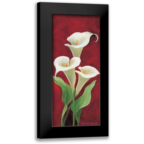 Schweser, Gertrud 8x14 Black Modern Framed Museum Art Print Titled - Calla on burgundy I