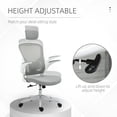 thumbnail image 3 of Vinsetto High Back Mesh Chair, Home Office Task Computer Chair with Adjustable Height, Lumbar Back Support, Headrest, and Arms, Gray, 3 of 9