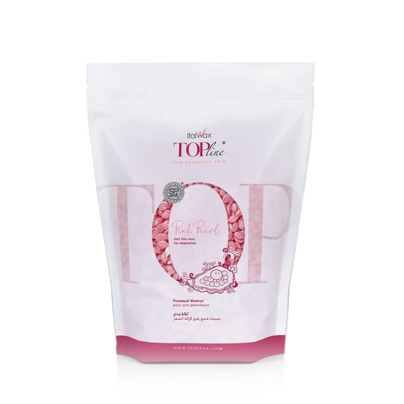 Italwax Top Line Pink Pearl - 750g / 1.65lb - Perlas de cera dura para depilación - Sin perfume - Formulación sintética ideal para pieles sensibles - Recomendado para zona de bikini y axilas