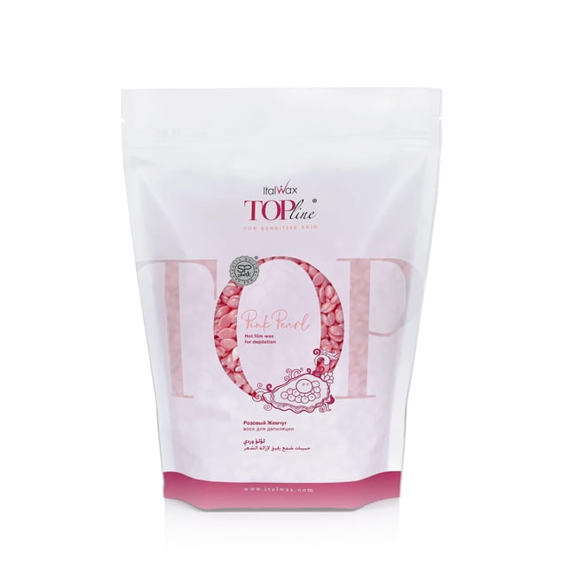 Italwax Top Line Pink Pearl - 750g / 1.65lb - Perlas de cera dura para depilación - Sin perfume - Formulación sintética ideal para pieles sensibles - Recomendado para zona de bikini y axilas