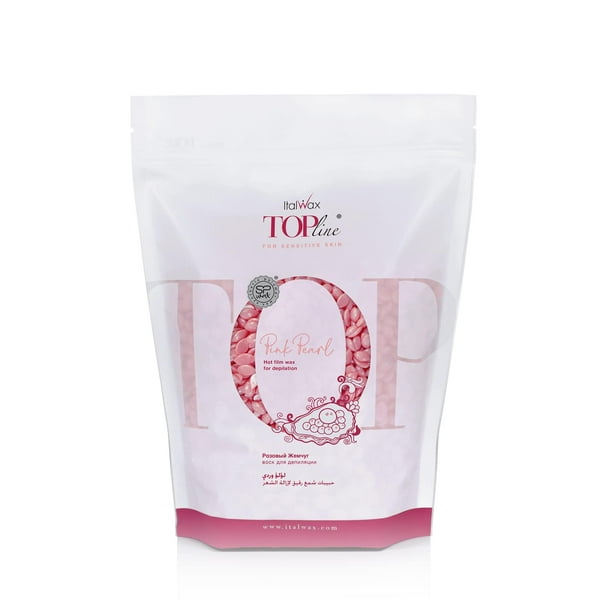 Italwax Top Line Pink Pearl - 750g / 1.65lb - Perlas de cera dura para depilación - Sin perfume - Formulación sintética ideal para pieles sensibles - Recomendado para zona de bikini y axilas