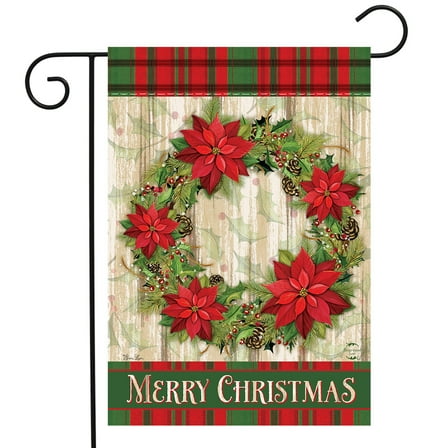 Briarwood Lane Poinsettia Wreath Christmas Garden Flag