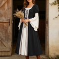 thumbnail image 4 of Women's Renaissance Medieval Dress Square Neck Flare Sleeve Maxi Gown Vintage Irish Peasant Dress Lace-up Waist Halloween Costume Cosplay Fair Festival Party Wear, 4 of 9