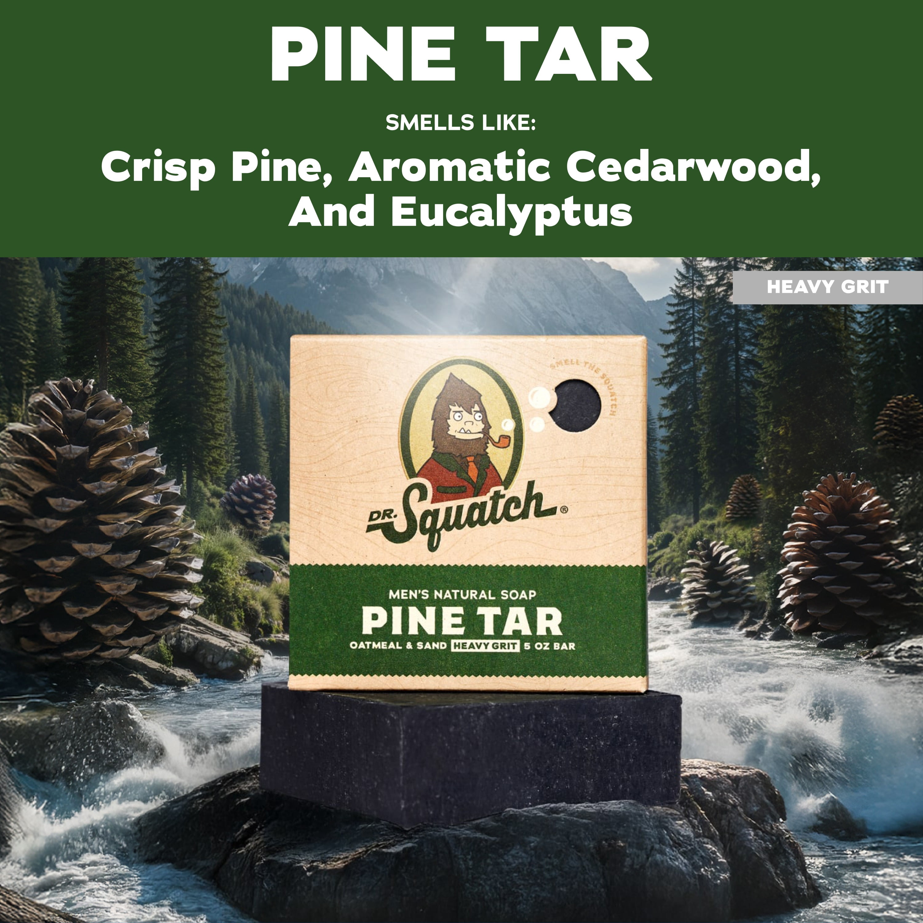 (3 pack) Dr. Squatch Mens Bar Soap, Natural Bar Soap for Men, Pine Tar, 5 Oz