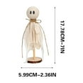 thumbnail image 5 of Halloween Decorations Indoor, Set of 3 Primitive Halloween Ghosts on Wooden Stand, Spooky Halloween Decor for Table Centerpieces, Shelves, and Mantels, 5 of 9
