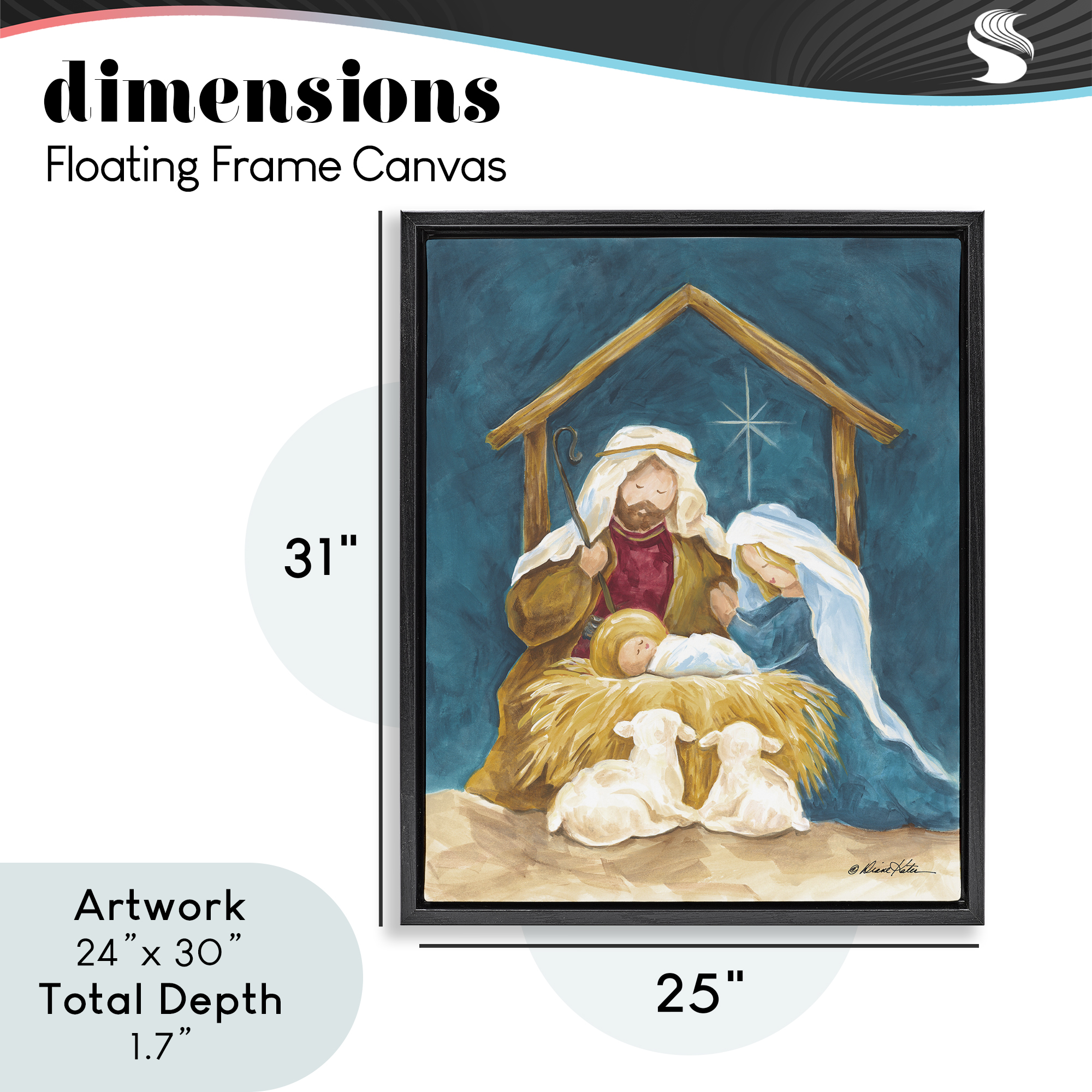 Comforting Nativity Painting Black Framed Floater Canvas Wall Art, design by Diane Kater