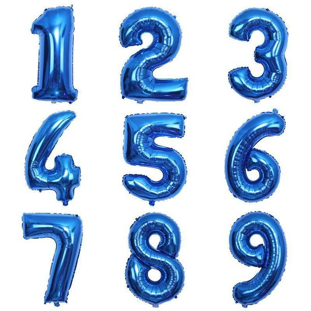 to 9 Helium Balloons 32 inch Blue Number Foil Balloon Digital Birthday Party Decoration Inflatble Air Ballon Wedding Supplies heqiyong LED