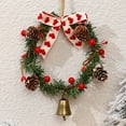 thumbnail image 3 of AYktou 10.4 Inch Christmas Wreath, Pines Cones Bow Bells Pendant Rattan Ornaments Pines Needle Rattan Wreath for Kitchen Window Cabinets Fireplace Wall Decor Outdoor & Indoor Decor, 3 of 7