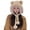 Khaki, variant on Women Bear Ear Furry Beanie Hat Cute Winter Warm Thicken Fleece Pom Poms Fuzzy Fluffy Bobble Hat Plush Sherpa Balaclava Cap