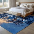 thumbnail image 4 of Navy Blue Christmas Area Rugs 8'x10', Washable Small Throw Rugs for Living Room Patio, Xmas Tree Snowflake Winter Forest Indoor Outdoor Rug Non-Slip Low Pile Carpet Runner Reversible Floor Mats, 4 of 8