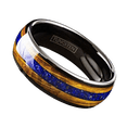 thumbnail image 5 of Tungsten Carbide Rings for Men Wedding Bands for Him 8mm Black Blue Lapis Lazuli & Whiskey Barrel, 5 of 5