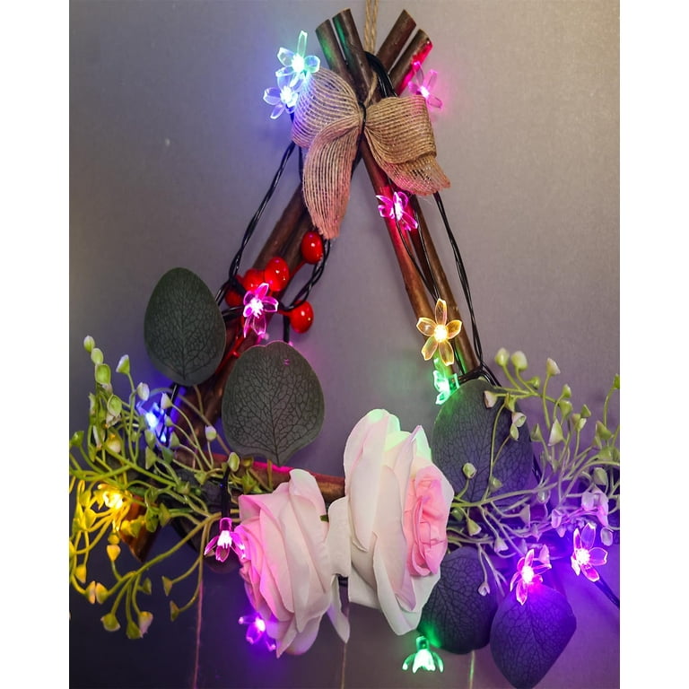 33ft Cherry Blossom String Lights - 100 LED USB Flower Lights With Timer