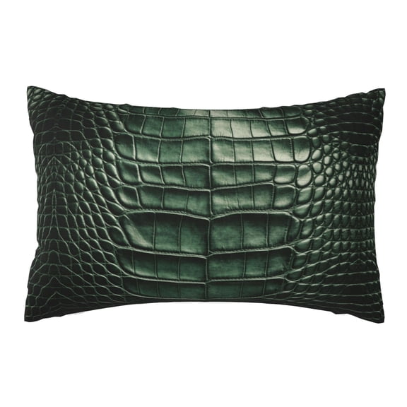 Throw Pillow Cover Alligator Skin Seamless Green Texture Lumbar Pillow Case Cushion For Sofa Couch Bed 20x30 Inch