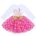 thumbnail image 2 of IBTOM CASTLE Baby Girls My 1st 2nd 3rd Birthday Polka Dots Dress with Headband Long Sleeve Sequin Princess Tutu Cake Smash One Party Gown 3 Years Hot Pink Dots, 2 of 8