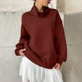 thumbnail image 4 of Women's Oversized Sweatshirts Solid Color Long Sleeve Turtleneck Tops With Pockets Fall Winter Fashion Outfits Clothes, 4 of 6