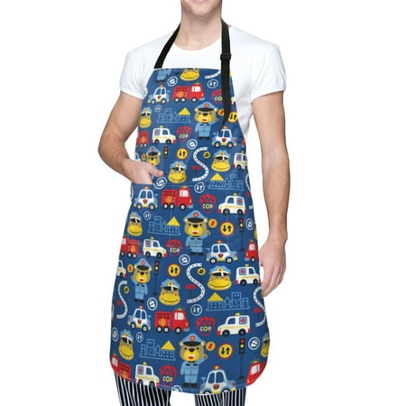 

Cauagu Animals Rescue Team Aprons with Pockets Waterproof Apron for Women Kitchen Cooking Apron Adjustable Bib Aprons Chef Apron for Cooking Drawing Crafting