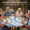 thumbnail image 3 of Round Outdoor Tablecloth with Umbrella Hole and Zipper, Blue Striped Tablecloth with Elastic Waterproof, Watercolor Abstract Vertical Stripes Ombre Patio Table Covers for 31" - 35" Pool Tables, 3 of 9
