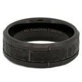 thumbnail image 2 of Tungsten Carbide Adult Men's Women's 8mm Black Plated with Brick Pattern Notched Edges Wedding Band, Comfort Fit Ring Size 10.5, 2 of 5