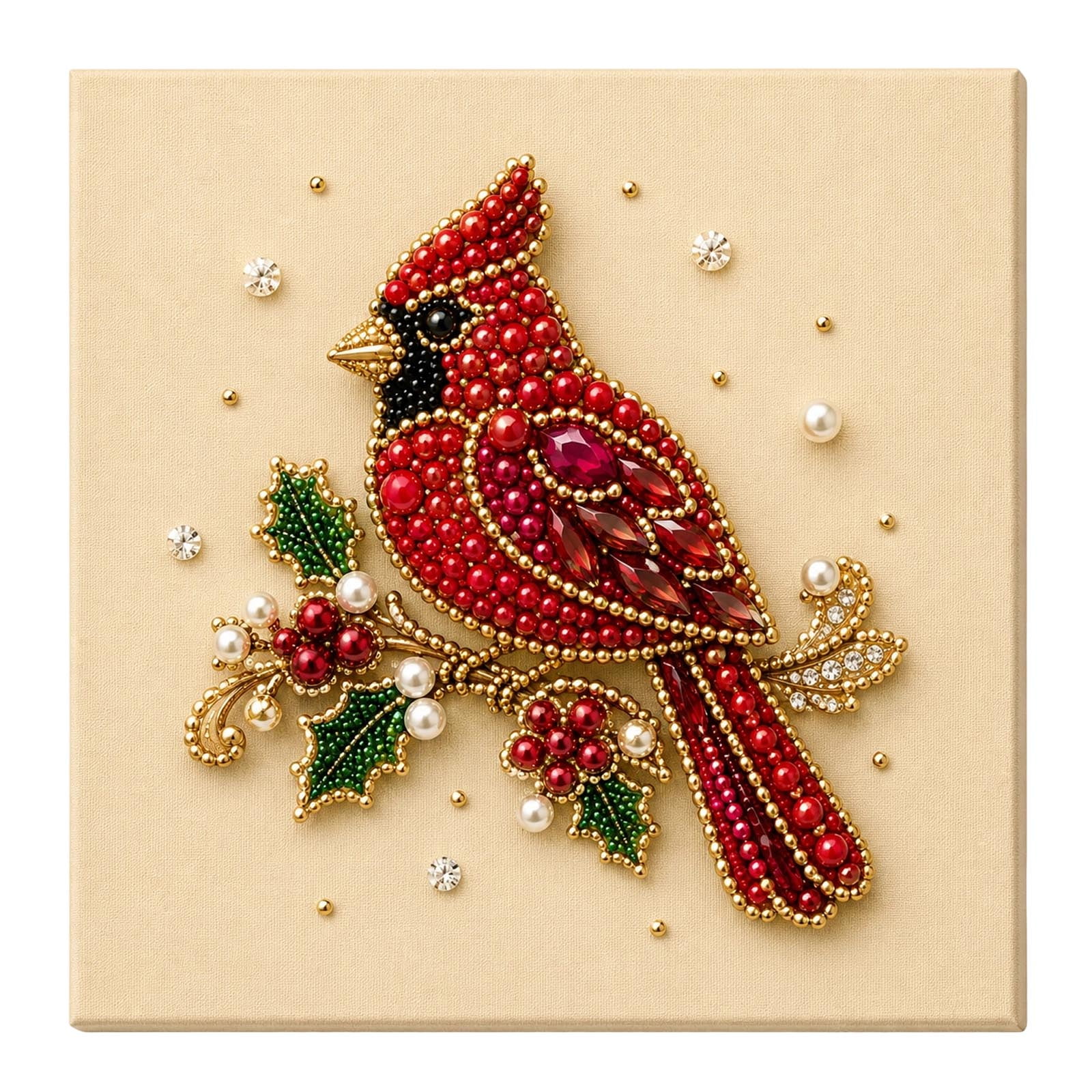Christmas Diamond Art Kits for Adults DIY Pearl Painting Kit for Beginners Creative Red Bird Special Shape Gem Art Craft for Home Wall Decor Holiday Gift