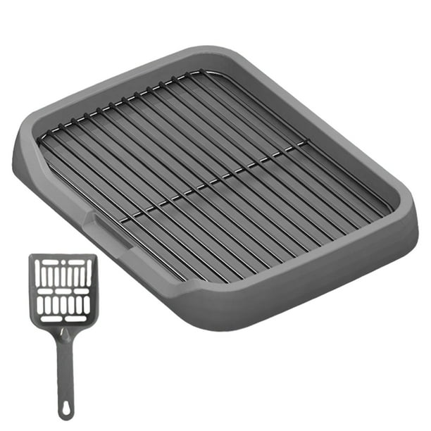 Inodoro interior para perros, pantalla de malla extraíble, soporte para almohadilla para orinar para cachorros, orinal, entrenador para perros pequeño Gris