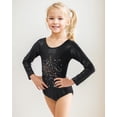 thumbnail image 2 of Gymnastics Leotards for Girls Long Sleeve Sparkly Rhinestone Dance Unitards Biketards with Shorts for 3-12 Years, 2 of 7