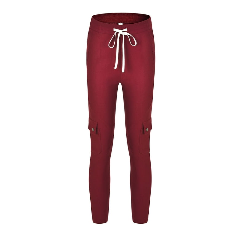 Dtydtpe 2024 Clearance Sales, Pants for Women, Women's Fashion Pants  Multi-Pocket Shrinkage Casual Pants Cargo Pants Women Red