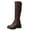 Brown, variant on Women's Knee High Boots Round Toe Sock Side Zip Booties Fall Winter Slip on Walking Dress Shoes Brown 7