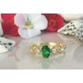 thumbnail image 2 of TAAPSEE JEWELS 2Ct Oval Lab Created Green Emerald Dainty Engagement Ring 14k Yellow Gold Over Silver, 2 of 5