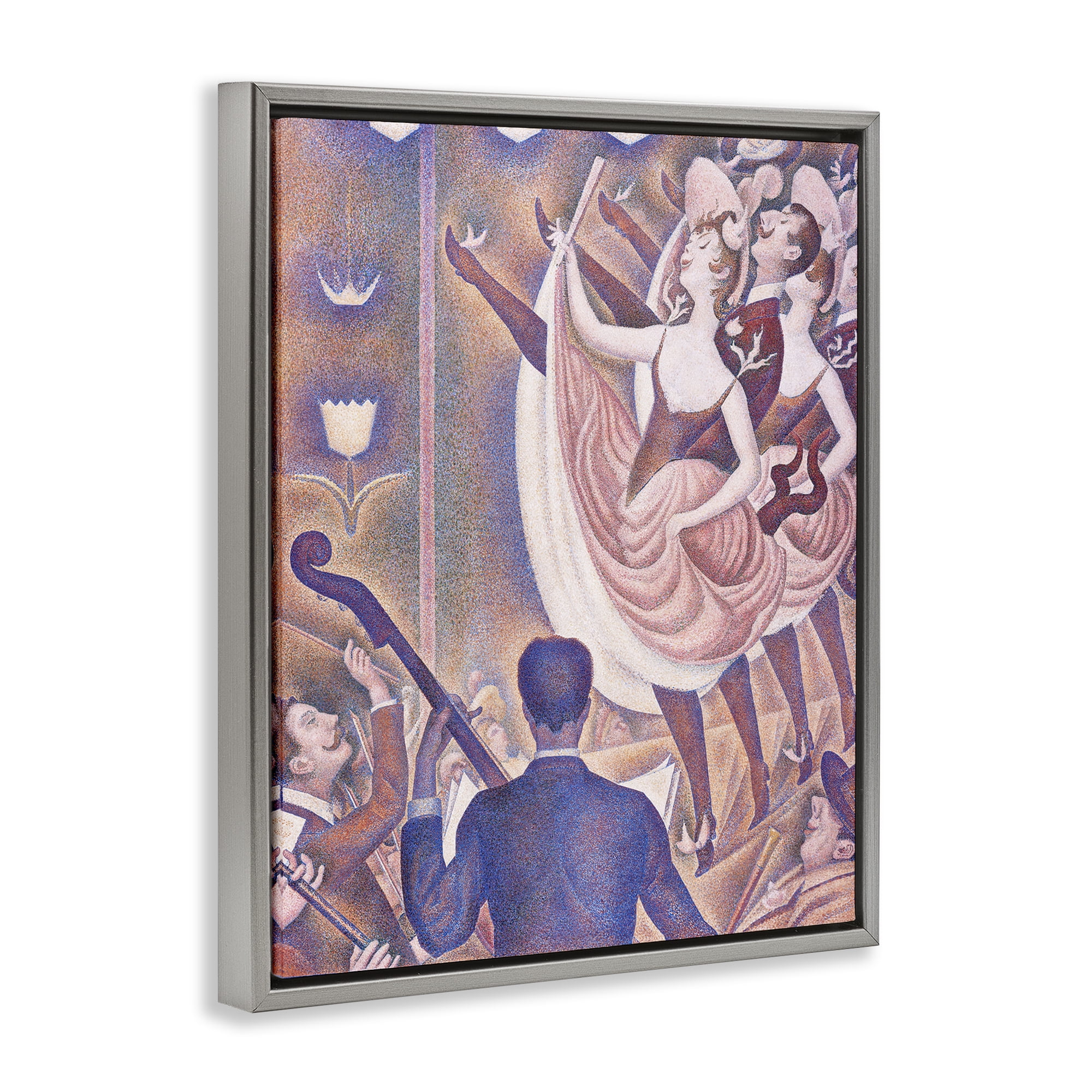 Stupell Industries Classic Seurat Dancers People Painting Gray Floater Framed Canvas Art Print Wall Art, 17 x 21