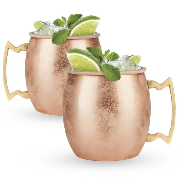 True Stainless Steel Moscow Mule Mugs, Cocktail Cups 16 oz Set of 2, Copper