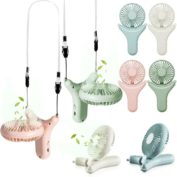 4 Set Personal Fans for Your Neck 1200mAh Necklace Fan 3 in 1 Hands Free Portable Fan Rechargeable Hanging Handheld Fan Mini Cooling Folding Electric