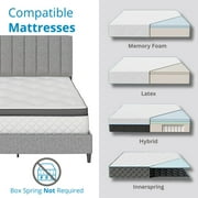 Boyd Sleep Leah Gray Linen Full Size Fully Upholstered Platform Bed Frame with Adjustable Headboard