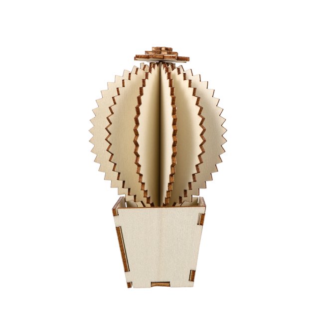 1 Set DIY Wooden Hollow Out Assembly Cactus Ornament Home Tabletop Decoration