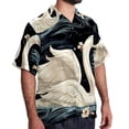 thumbnail image 2 of Swan Men's Poplin Shirt, Casual Short Sleeve Printed Button Down Summer Beach Unisex Shirts, 2 of 6