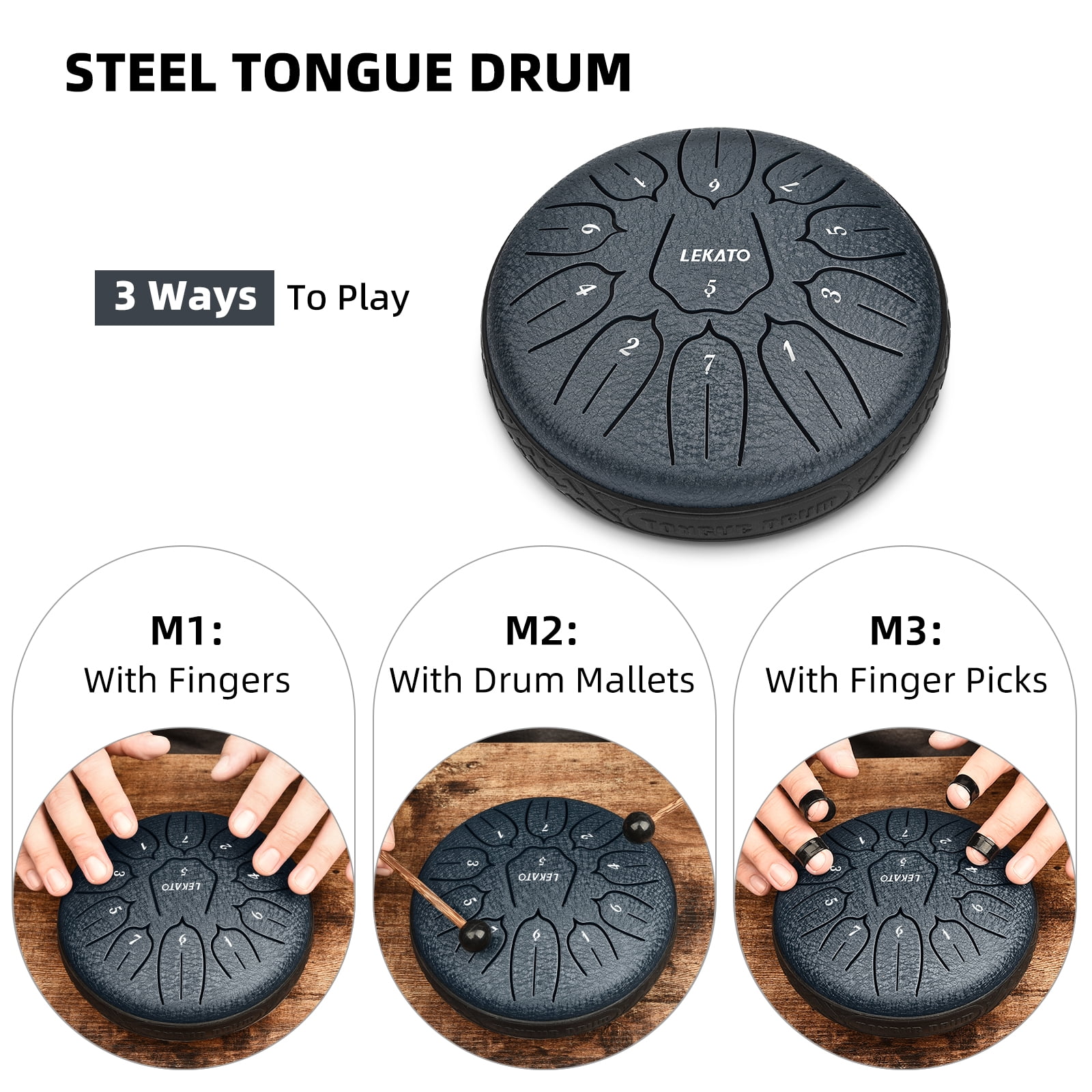 LEKATO Steel Tongue Drum 6 Inch 11 Notes Steel Drum With Bag Beginner Handpan Drum Percussion for Meditation Yoga Musical Education