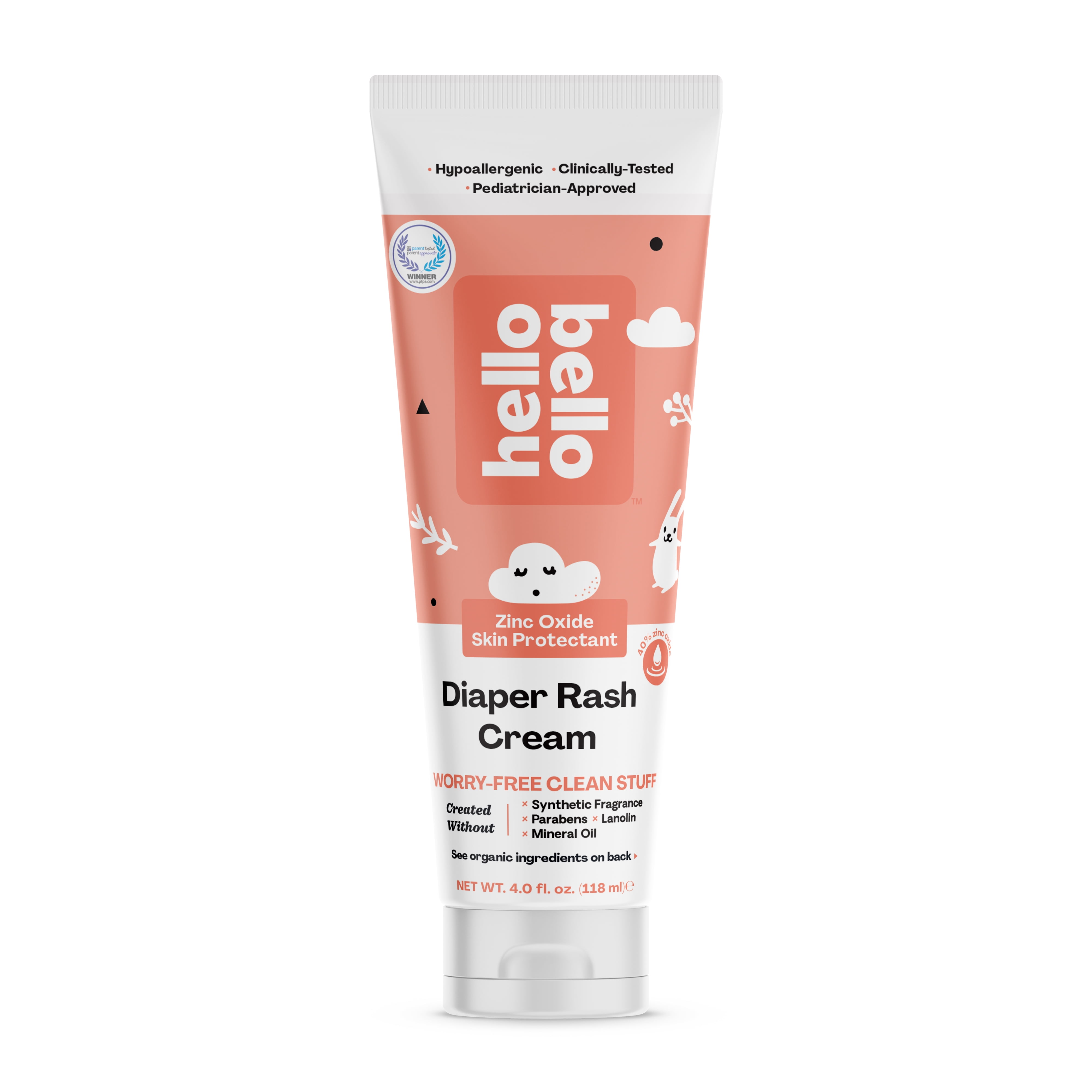 Hello Bello Diaper Rash Cream I Vegan, Hypoallergenic and Pediatrician Tested Soothing Diaper Cream with Zinc Oxide I 4 FL Oz