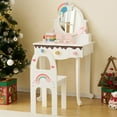 thumbnail image 5 of YYAo Dressing Table Set, Makeup Desk Dressing Table Set with Mirror & Stool, 3 Drawers & Tabletop Storage, Princess Table for Toddlers, White, 5 of 14