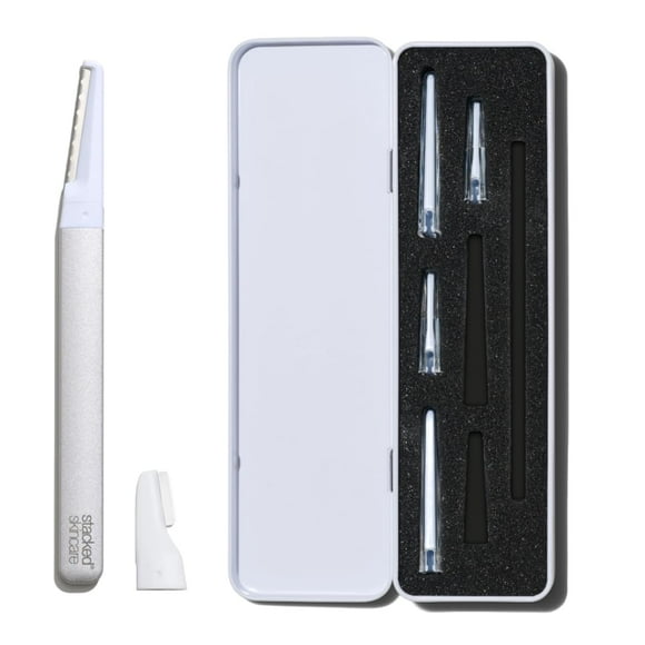 Kit de cuidado facial apilado de dermaplaning con 7 cuchillas y funda