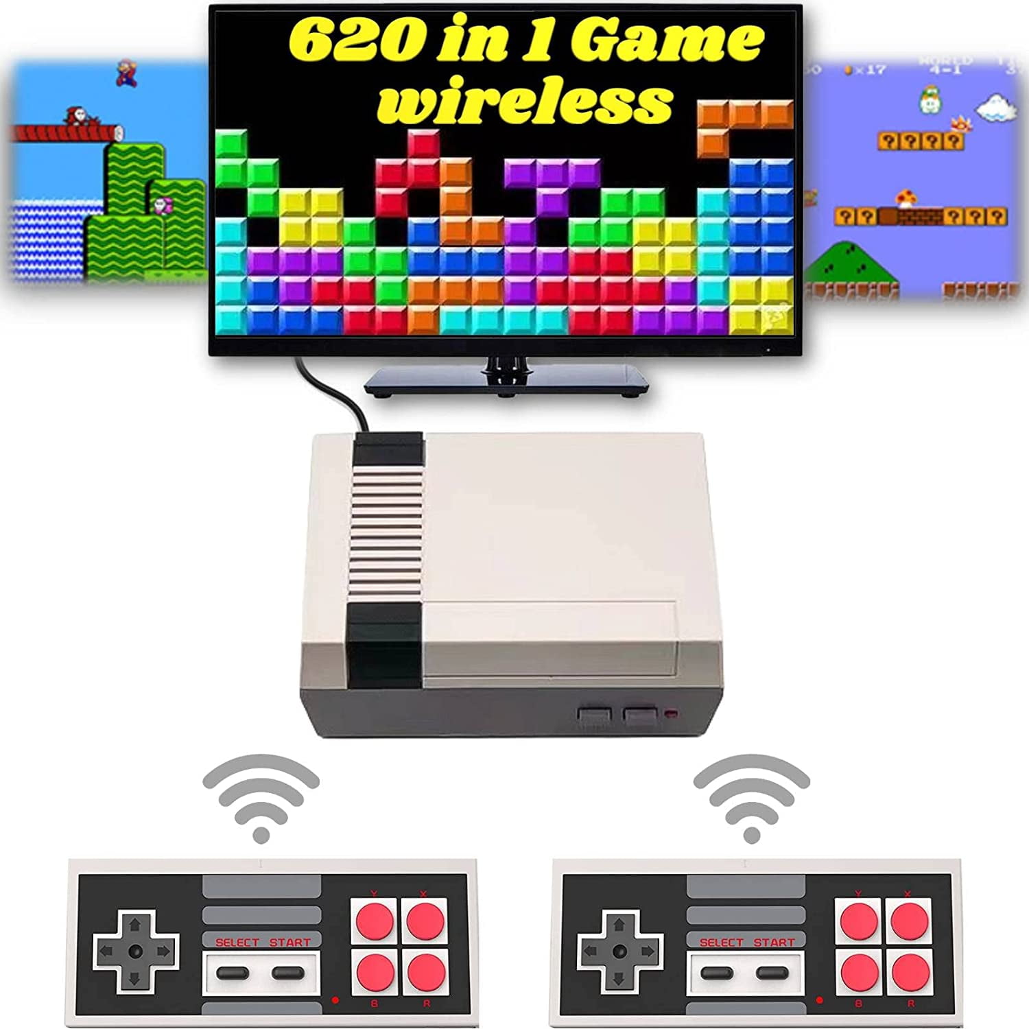 620 Retro Game Console, Mini Classic Game System with 2 Wireless