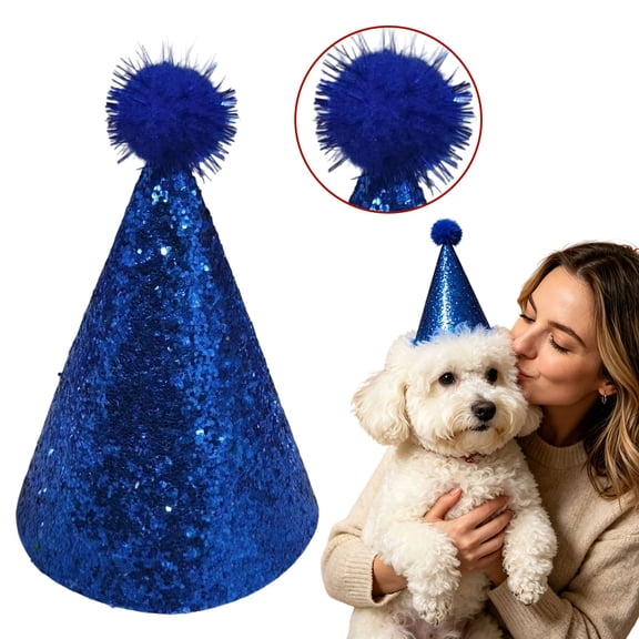 Cat Birthday Hat – Birthday Hat for Dogs & Dog Birthday Hat, Mini Glitter Party Hat with Adjustable Elastic String, Pet Birthday Accessory for Cats, Dogs, Stuffed Animals
